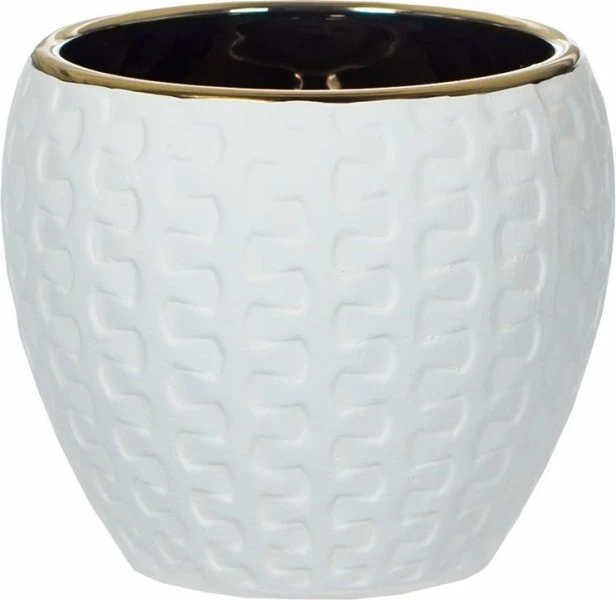 Doniczka ceramiczna Konti 8 (biały/złoty)