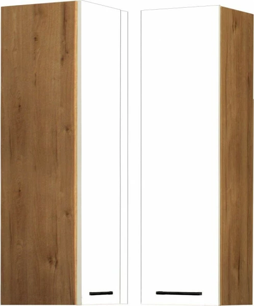 Szafka narożna górna (litera L) Bellona 100cm (biały połysk/dąb Soma ciemny)