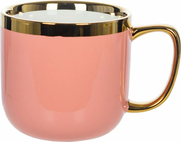 Kubek ceramiczny Cindy 83 (różowy ze złotym paskiem)