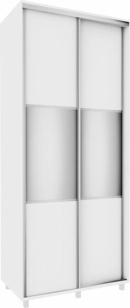 Wysoka szafa przesuwna 100 cm lustra (biały mat)