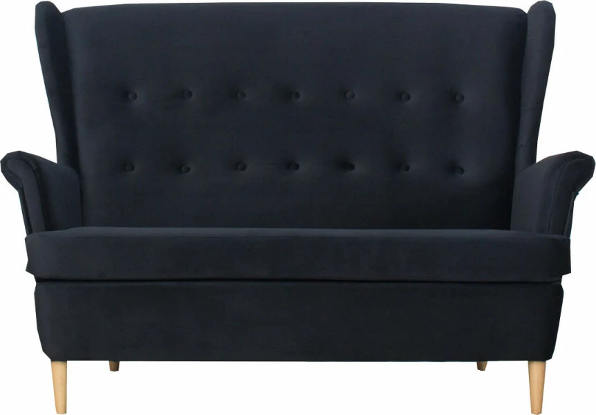 Sofa 2-osobowa Werina (plusz czarny)
