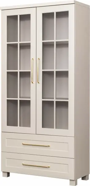 Szafa z witrynami i szufladami Hawana (kaszmir lakier mat/kaszmir)