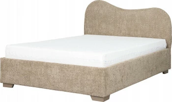 Łóżko tapicerowane 140 Cloudi (boucle cappuccino) ze stelażem i pojemnikiem 