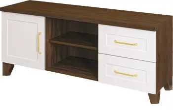 Stolik RTV Hawana (biały lakier mat/orzech Foresta) 