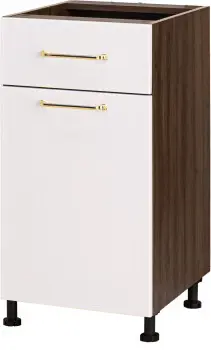 Szafka 40 z drzwiami i szufladą prawa Loara z Easy Box (biały połysk/orzech Foresta) 