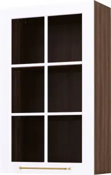 Szafka 60 witryna lewa wys.100cm. Laurencja (biały lakier mat/orzech Foresta) 