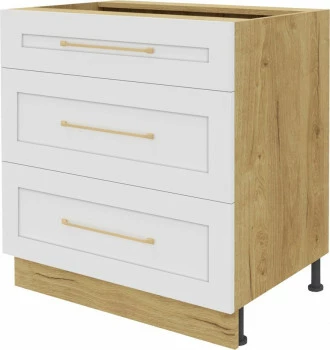 Szafka 80 dolna szufladowa Laurencja (biały lakier mat/dąb Soma ciemny) 