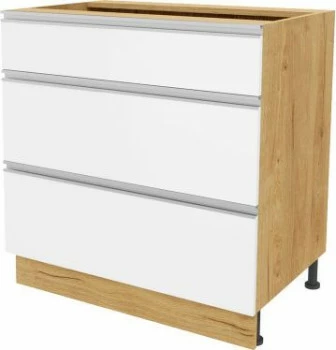 Szafka 80 dolna szufladowa Monia z easy box (biały połysk/dąb Soma ciemny) 