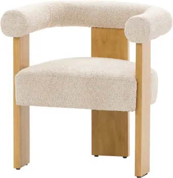 Fotel Velu 43 (boucle beż/jasne drewno) 