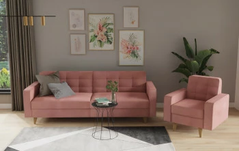 Salon - sofa i fotel Sewilla (plusz brudny róż) 